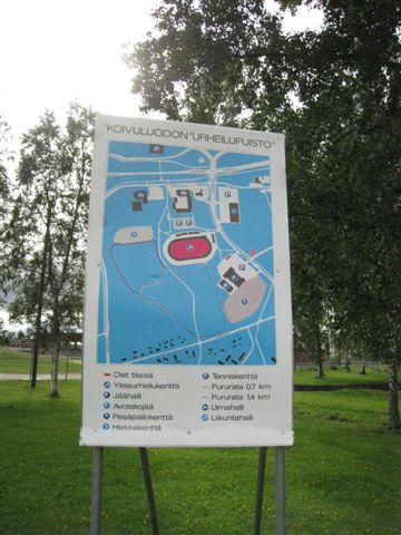 Raahe Koivuluodon urheilupuiston opaste. Hilkka Högström 2011