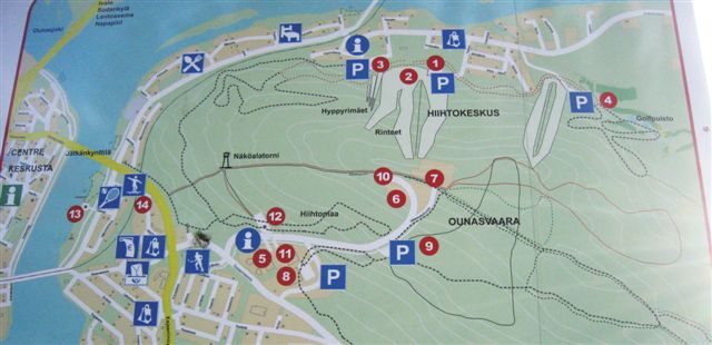 Kuva: Rovaniemi Ounasvaaran alueen opaskartta. Hilkka Högström 2011