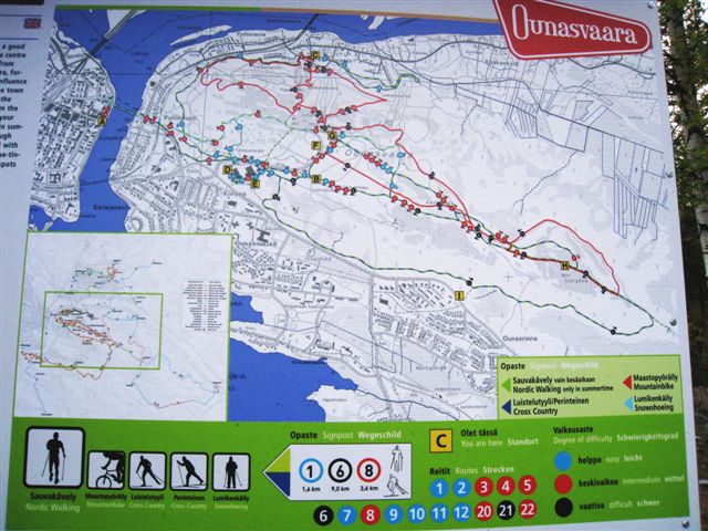 Rovaniemi Ounasvaaran reittikartta. Hilkka Högström 2011